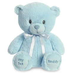 Stuffed Medium Blue My First Teddy Bear By Ebba