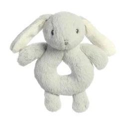 Dewey Dusk Plush Bunny Baby Rattle By Ebba
