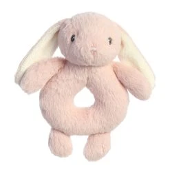 Dewey Rose Plush Bunny Baby Rattle By Ebba