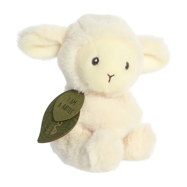 Baby Safe Lamb Eco-Friendly Stuffed Rattle By Ebba 4 Baby Safe Lamb Eco-Friendly Stuffed Rattle By Ebba - Image 2