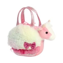 Fancy Pals Plush Pink Cow With Sweets Rainbow Pink Bag By Aurora