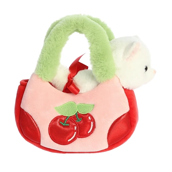 Fancy Pals Plush White Kitty With Cherry Bag By Aurora 4 Fancy Pals Plush White Kitty With Cherry Bag By Aurora - Image 2