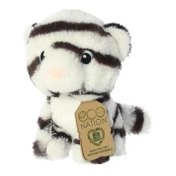 Eco Nation Mini Stuffed White Tiger By Aurora -Boutique Plush Toy Discount Store AR 35087 6