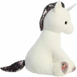 Jumbo Sitting White Plush Unicorn With Reversible Rainbow Sequins By Aurora -Boutique Plush Toy Discount Store AR 77034 5