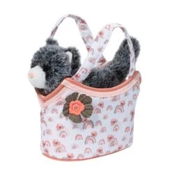 Watercolor Rainbow Sassy Sak With Plush Grey Cat By Douglas