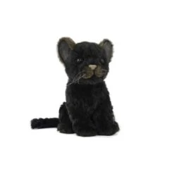 Handcrafted 6 Inch Sitting Lifelike Black Jaguar Stuffed Animal By Hansa