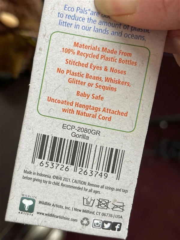 Stuffed Gorilla Eco Pals Plush By Wildlife Artists 4 Stuffed Gorilla Eco Pals Plush By Wildlife Artists - Image 2